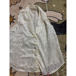 Kimberly Lane Vintage Ivory Damask Vest and Shorts Pajama Set‎ Small S
